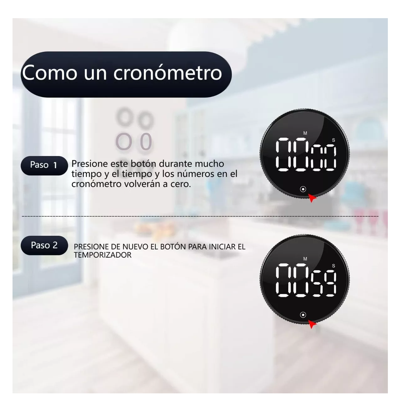 Foto 2 | Cronómetro Magnético Digital Para Cocina, Pantalla Led Grande Negro