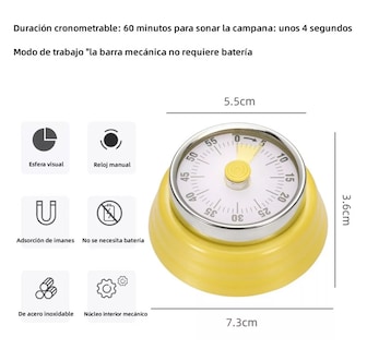 Foto 2 | Temporizador Con Soporte Magnético Para Cocina color Plata/Amarillo