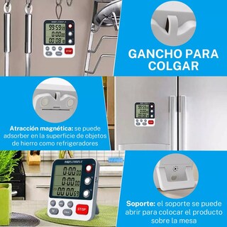 Foto 3 | Cronómetro Digital De Cocina Con Cuenta Regresiva Eo Safe Imports Esi-17490 Blanco