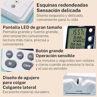 Foto 4 | Cronómetro Digital De Cocina Con Cuenta Regresiva Eo Safe Imports Esi-17490 Blanco