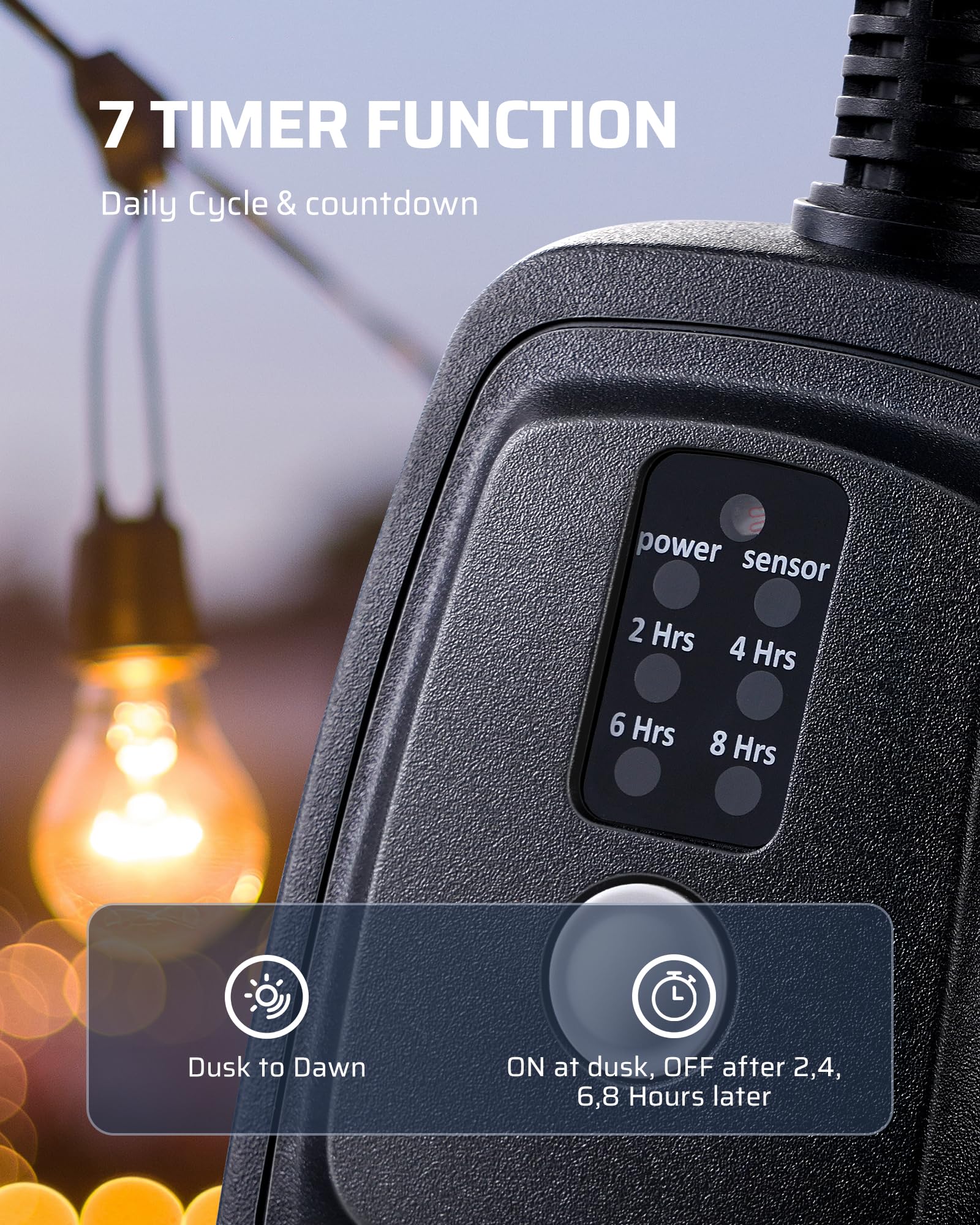 Foto 2 | Interruptor Temporizador Con Sensor De Luz Dewenwils, Impermeable, 15 A, 1/2 Hp - Venta Internacional.