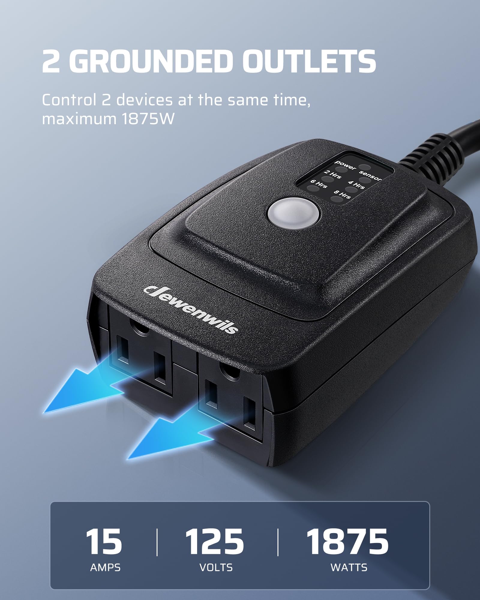 Foto 6 | Interruptor Temporizador Con Sensor De Luz Dewenwils, Impermeable, 15 A, 1/2 Hp - Venta Internacional.