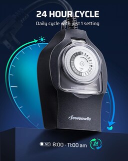 Foto 2 | Temporizador De Luz Mecánico Dewenwils 24 Horas Para Exteriores 15 A Negro - Venta Internacional.