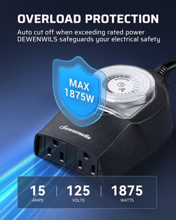 Foto 5 | Temporizador De Luz Mecánico Dewenwils 24 Horas Para Exteriores 15 A Negro - Venta Internacional.