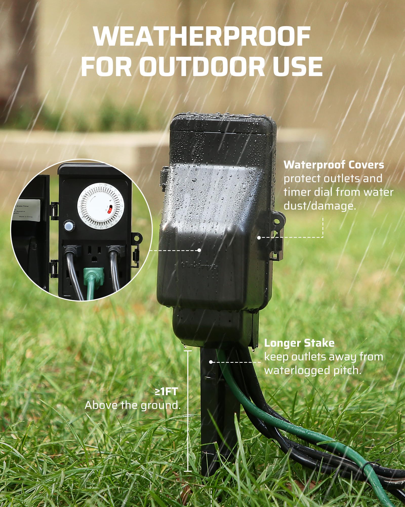 Foto 5 pulgar | Temporizador Mecánico Para Exteriores Dewenwils 1800w/15a - Venta Internacional.