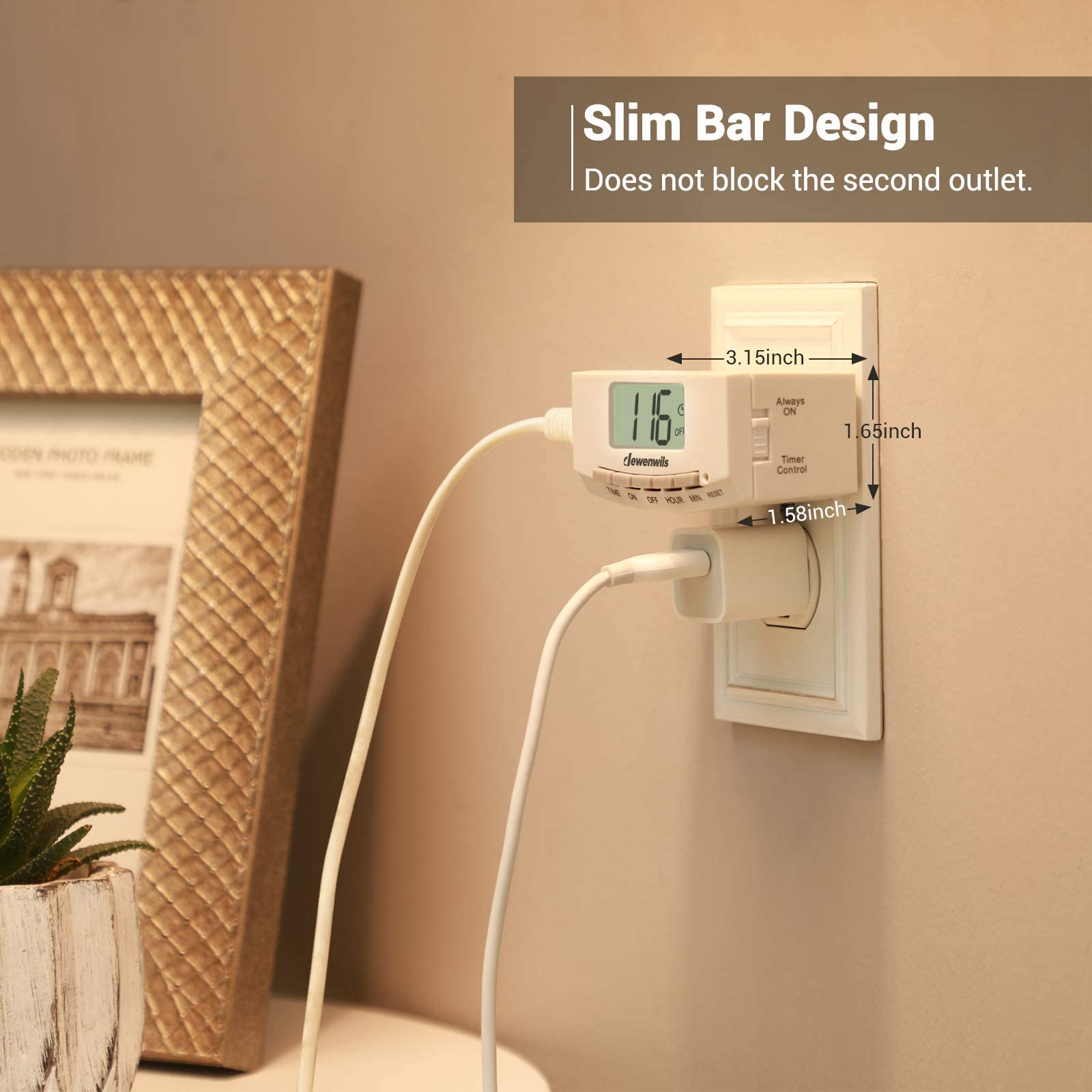 Foto 4 pulgar | Timer Outlet Dewenwils 24 Horas 125 V 15 A 1000 W Para Interiores, Paquete De 2 - Venta Internacional.