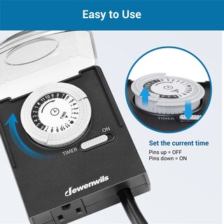 Foto 3 | Temporizador De Luz Mecánico Dewenwils De 24 Horas Con Cable De 60 Cm, 15 A - Venta Internacional.
