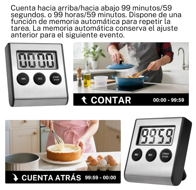 Foto 4 pulgar | Xtellar Temporizador Digital De Cocina De Acero Inoxidable Con Potente Adhesión Magnética