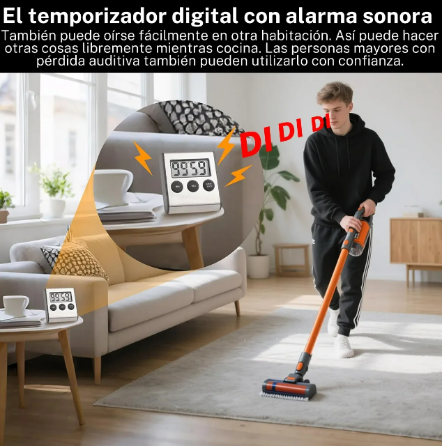Foto 5 pulgar | Xtellar Temporizador Digital De Cocina De Acero Inoxidable Con Potente Adhesión Magnética