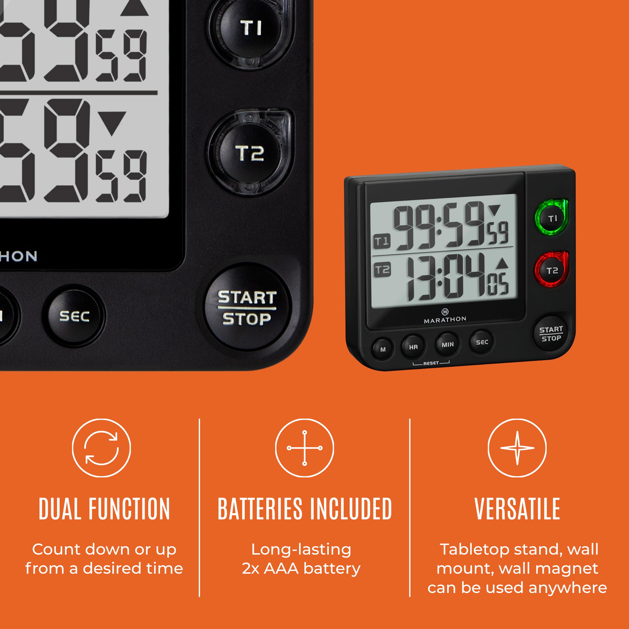 Foto 4 pulgar | Temporizador Digital Dual Marathon 100 Hour Con Alarma Negro - Venta Internacional.