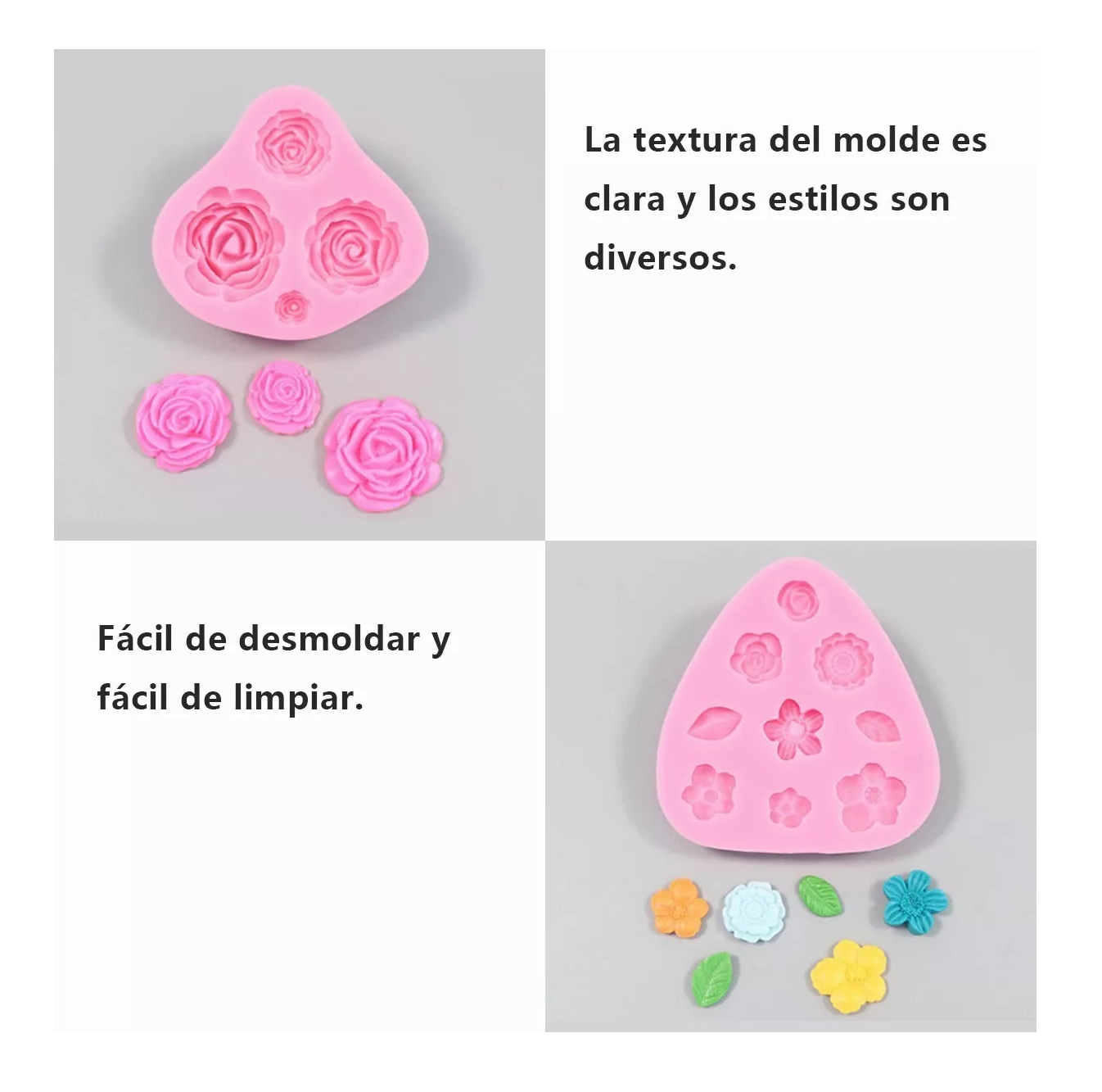 Foto 5 pulgar | Moldes de Silicona Lab.G Rosa para Fondant de Flores 4 Piezas