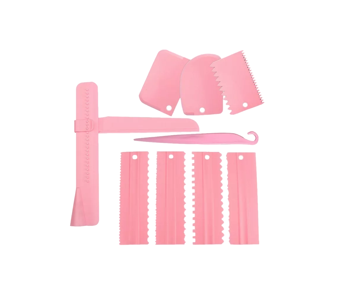 Kit de Herramientas para Decoración de Pasteles 9 Piezas Rosas