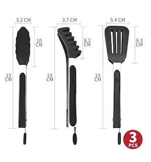 Foto 2 | Pinzas de Acero Inoxidable y Silicona para Cocina 3 Piezas color Negro