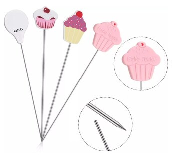 Foto 2 | Probador de Pastel Cupcake Muffin 4 Piezas Acero Inoxidable Plateado