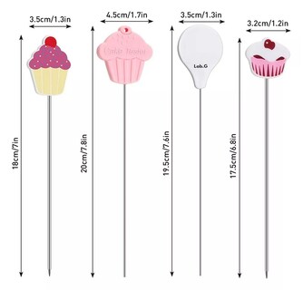 Foto 3 | Probador de Pastel Cupcake Muffin 4 Piezas Acero Inoxidable Plateado