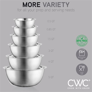 Foto 2 | Juego De 6 Cuencos Para Mezclar Cook With Color De Acero Inoxidable - Venta Internacional.