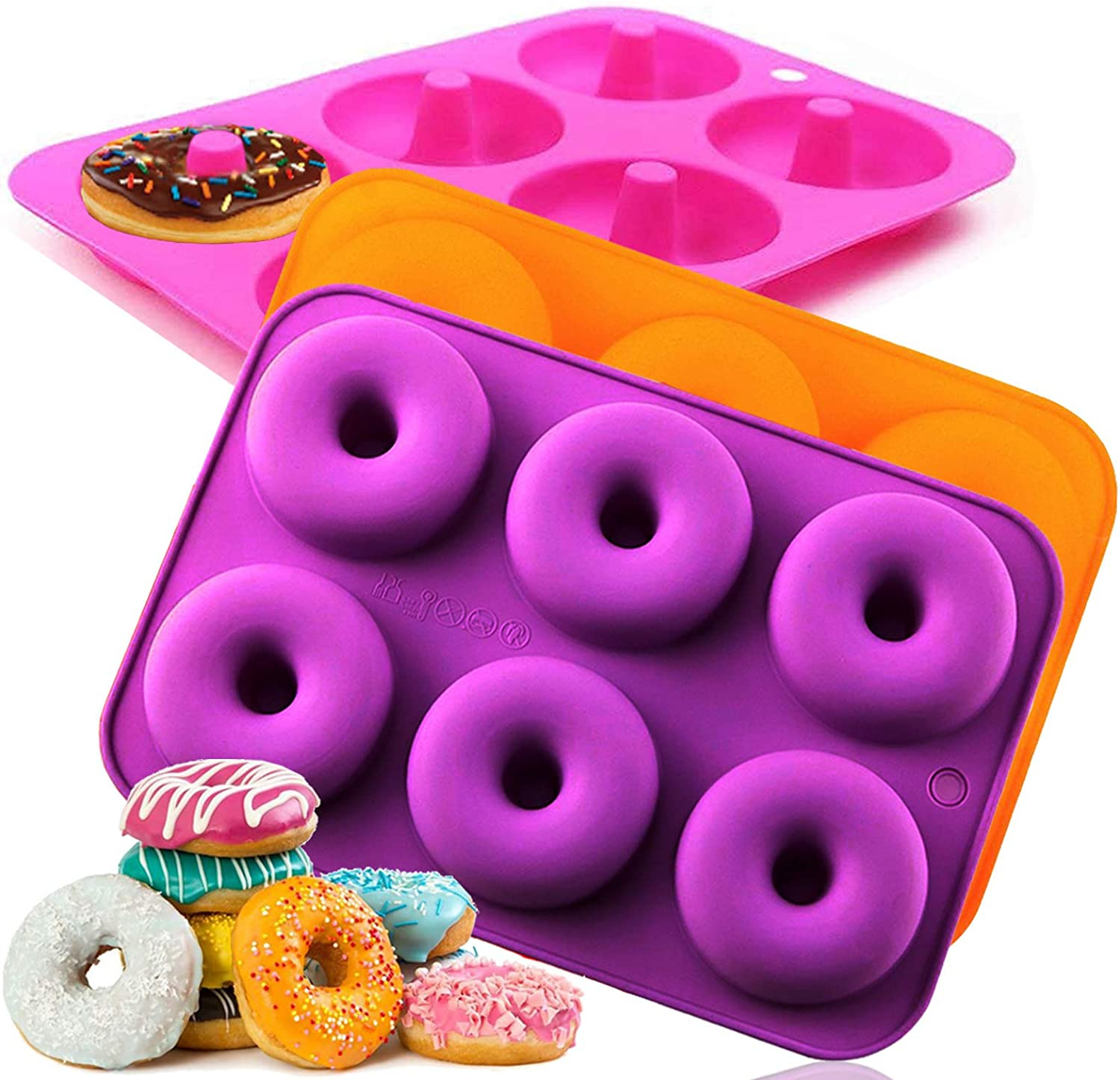 Molde De Silicona Para Rosquillas Jieyou, Bandeja Antiadherente Para Hornear Con 6 Cavidades - Venta Internacional.