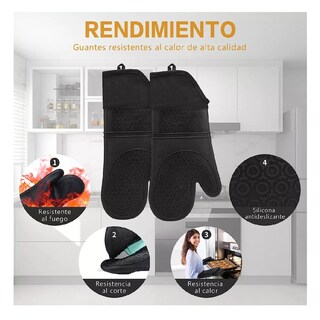 Foto 3 | Guantes De Silicon Cocina/horno 6 Piezas Resistente Al Calor Negro