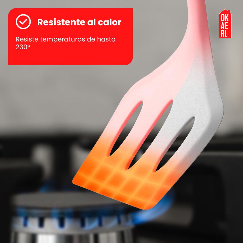 Foto 5 | Set de Utensilios Okaeri Silicona Rosa 19 Piezas