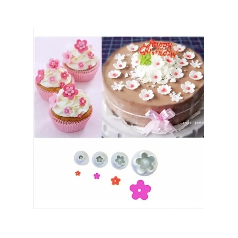 Foto 5 pulgar | Juego De 4 Moldes Para Cortar Fondant Con Expulsor Para Flores De Fondant - Venta Internacional.