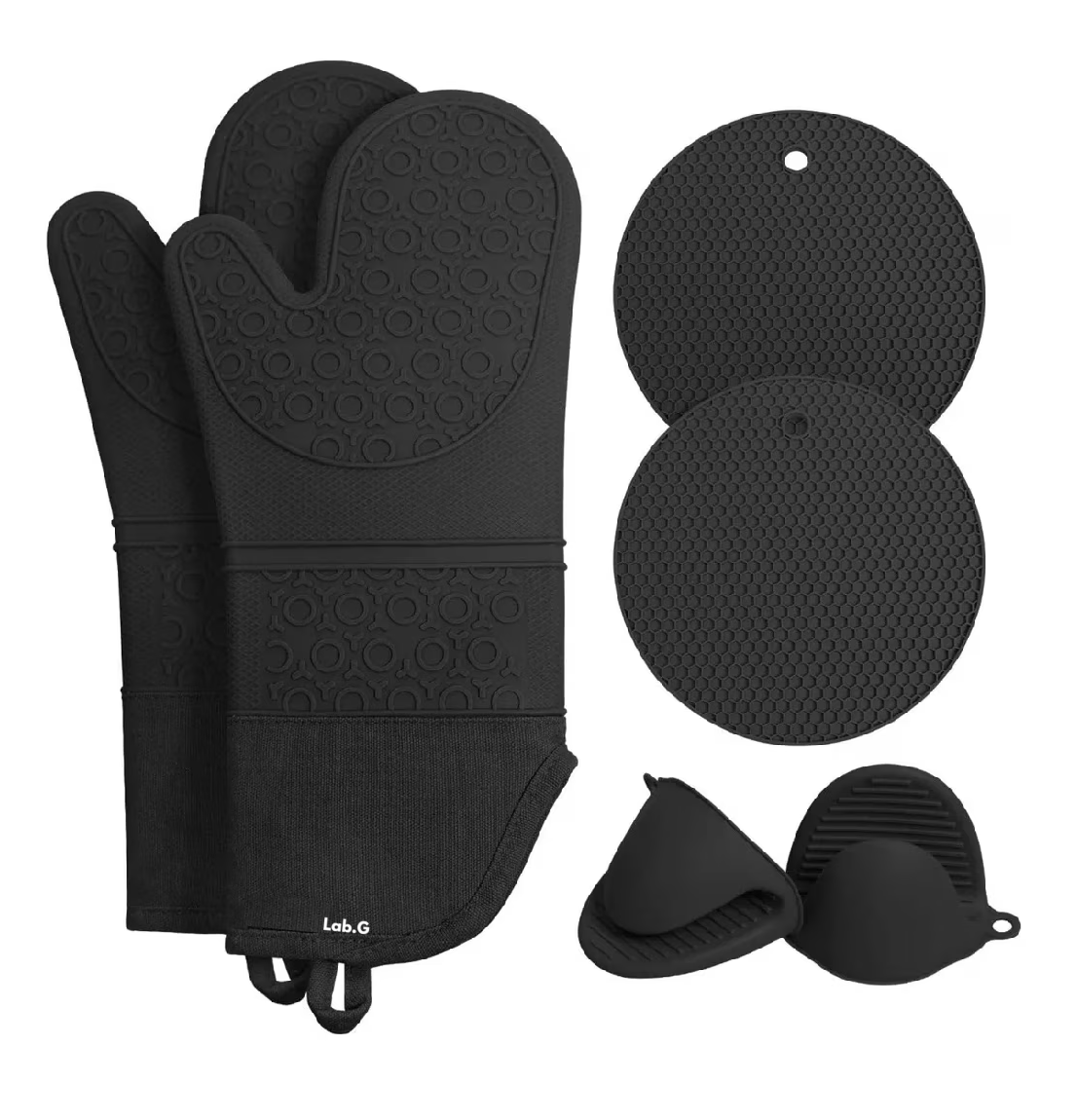 Foto 2 pulgar | Guantes de Silicon para Cocina 6 Piezas Negro