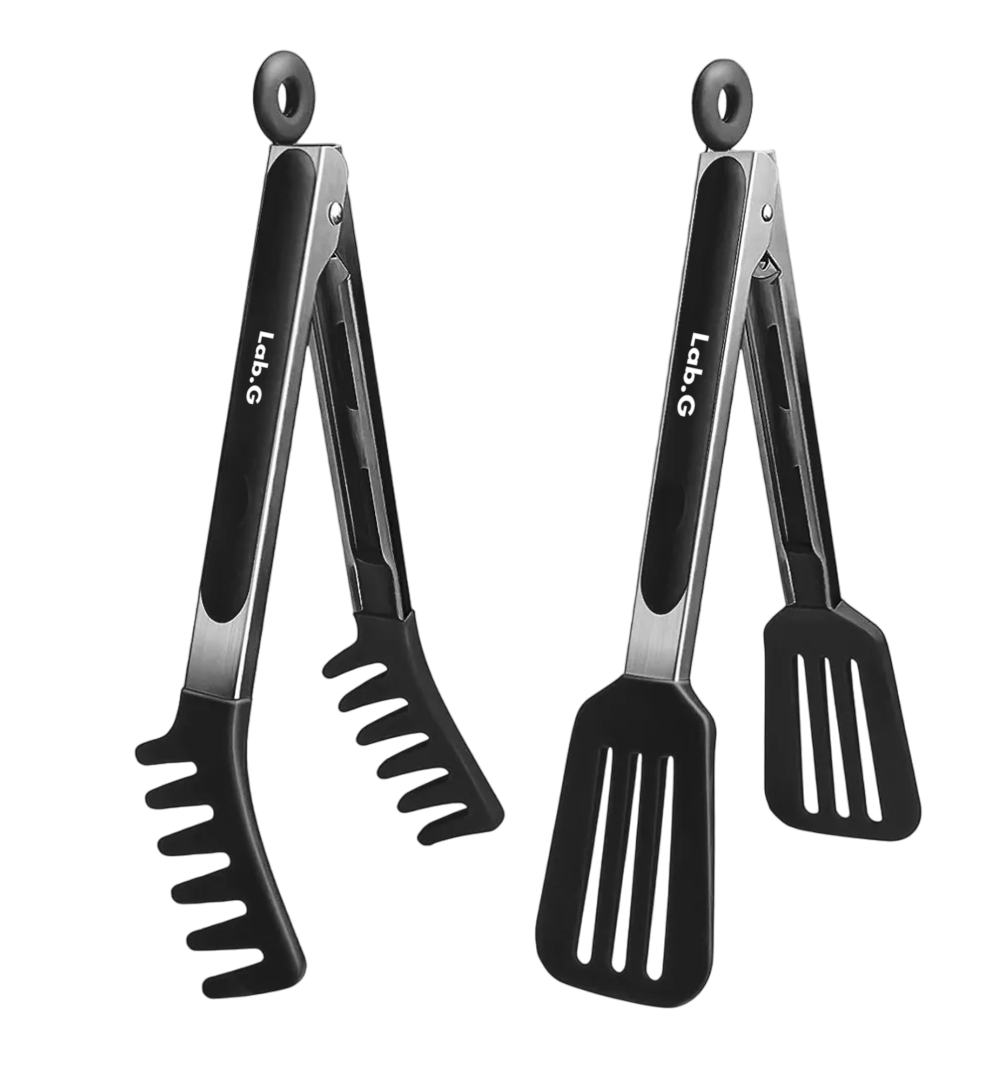 Foto 5 | Pinzas De Acero Inoxidable Y Silicona Para Cocina, 3 Piezas Negro