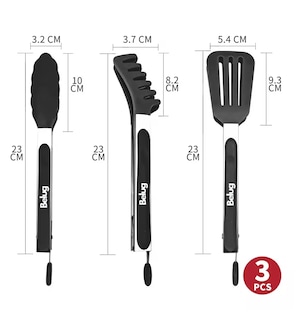 Foto 2 | Pinzas De Acero Inoxidable Y Silicona Para Cocina, Belug 3 Piezas Negro