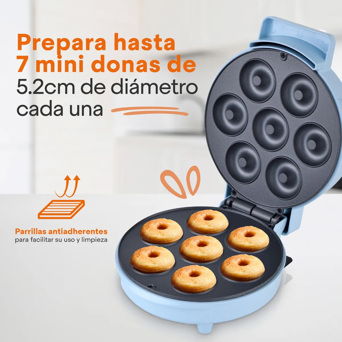 Foto 3 pulgar | Máquina De Donas 7 Mini Donas Eo Safe Imports Esi-19182 Azul