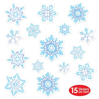 Foto 2 | Pegatinas Beistle Con Forma De Copo De Nieve Para Decoración De Invierno, 15 Iconos Por Hoja - Venta Internacional.