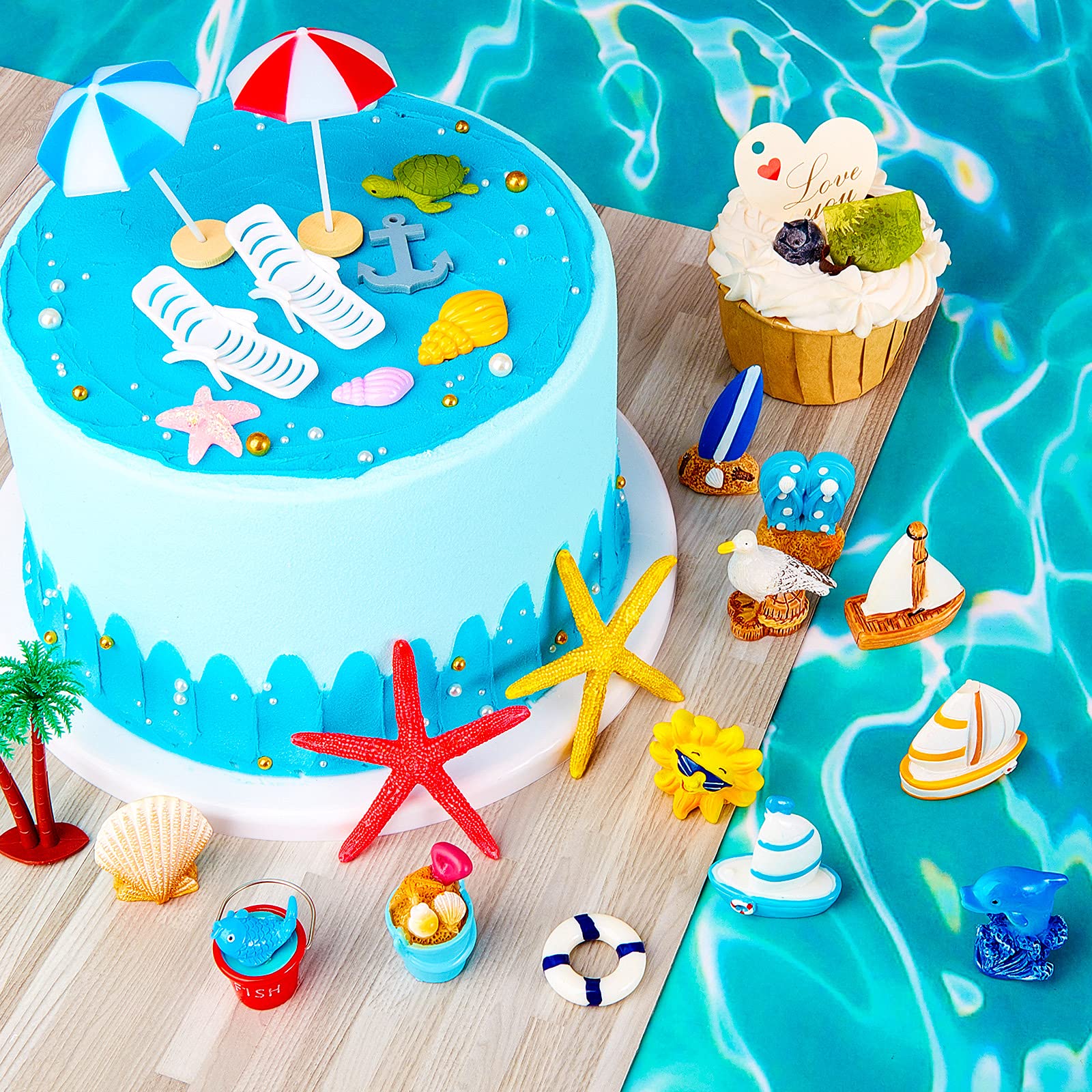 Foto 5 | Decoración Para Tartas Con Temática Hawaiana De Skylety, 24 Piezas - Venta Internacional.