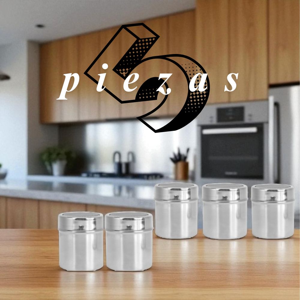 Foto 5 | Juego De 5 Esparcidores De Polvo De Acero Inoxidable Plateado