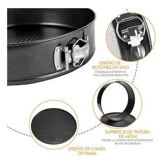 Foto 3 | Set 6 De Molde Redondo Pasteles Para Tartas 12/18/20/24/26/28cm Eo Safe Imports Esi-20602 Negro