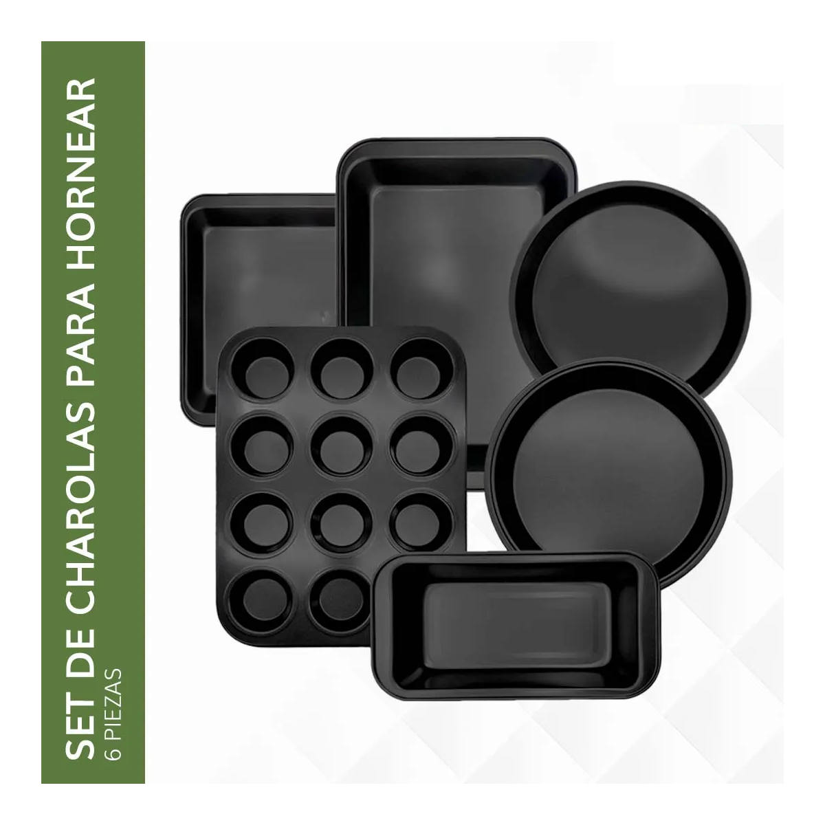 Foto 3 pulgar | Kit 6pzas Charolas Moldes Teflón Eo Safe Imports Esi-20607 Negro