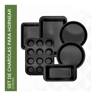 Foto 2 | Kit 6pzas Charolas Moldes Teflón Eo Safe Imports Esi-20607 Negro