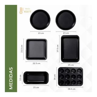 Foto 3 | Kit 6pzas Charolas Moldes Teflón Eo Safe Imports Esi-20607 Negro