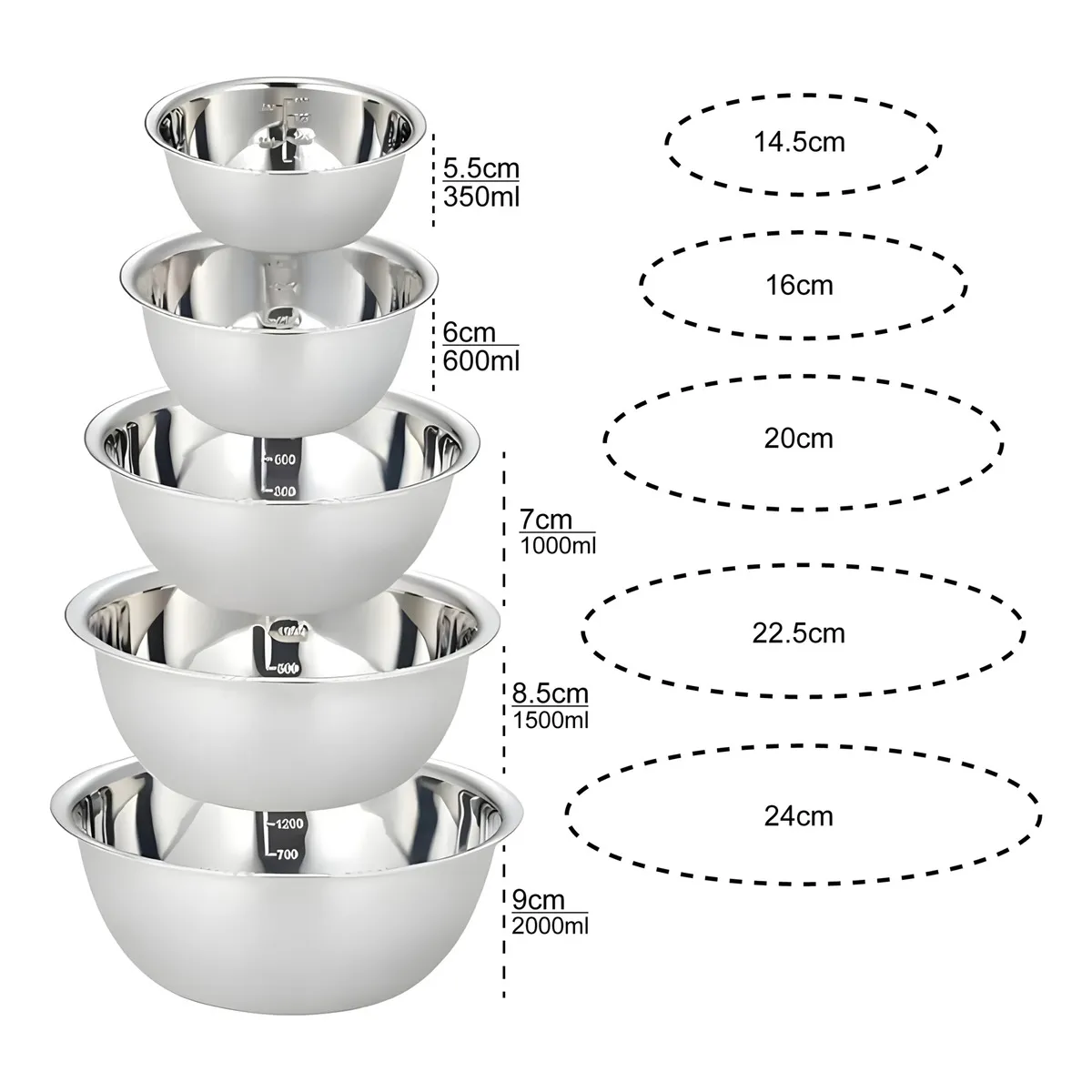 Foto 4 pulgar | Bowl/tazones Ensaladera Comida Acero Inoxidable Eo Safe Imports Esi-20709 Plateado