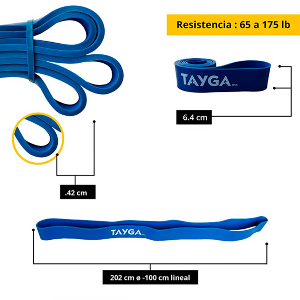 Foto 2 | Banda de Resistencia Larga 6.4 mm Tayga color Azul