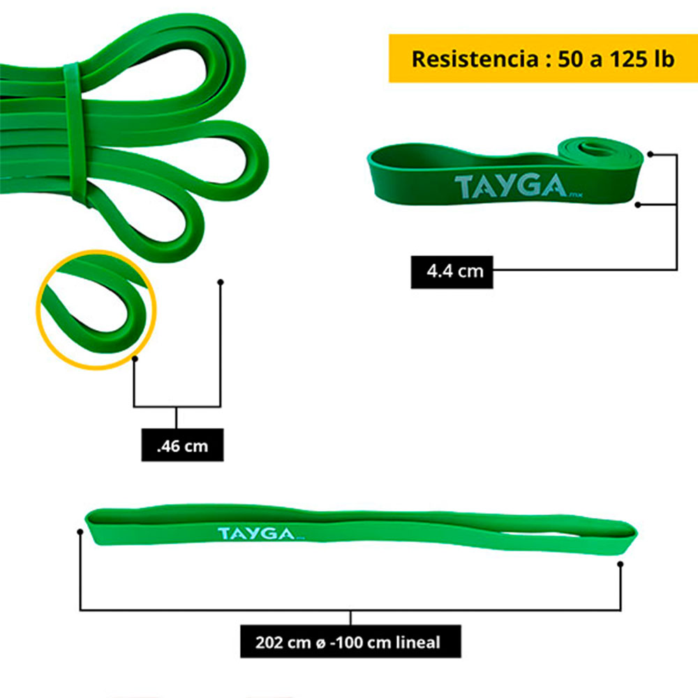 Foto 3 pulgar | Banda de Resistencia Tayga color Verde