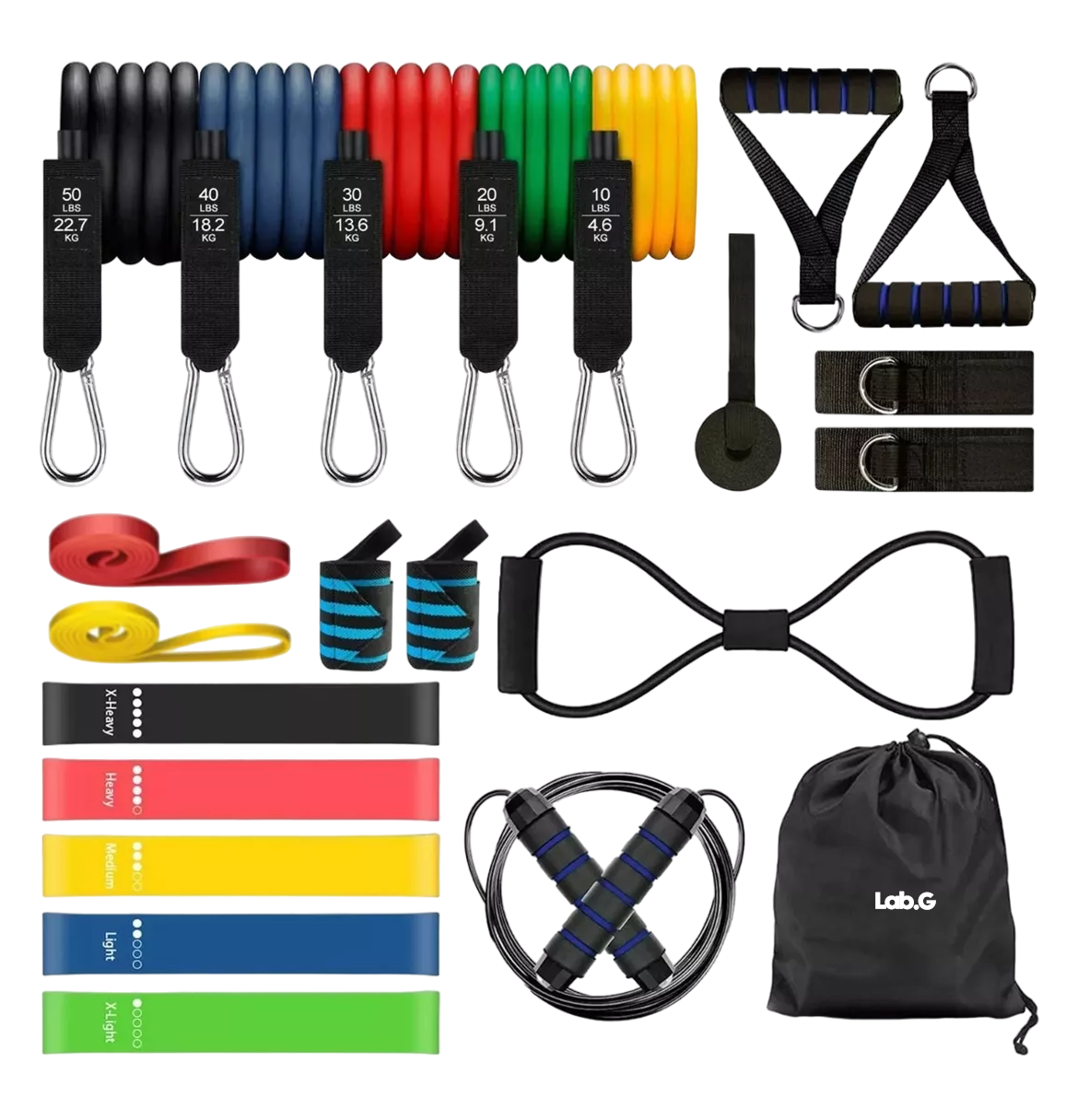 Kit de Bandas de Resistencia Lab.G para Ejercicio 23 Piezas