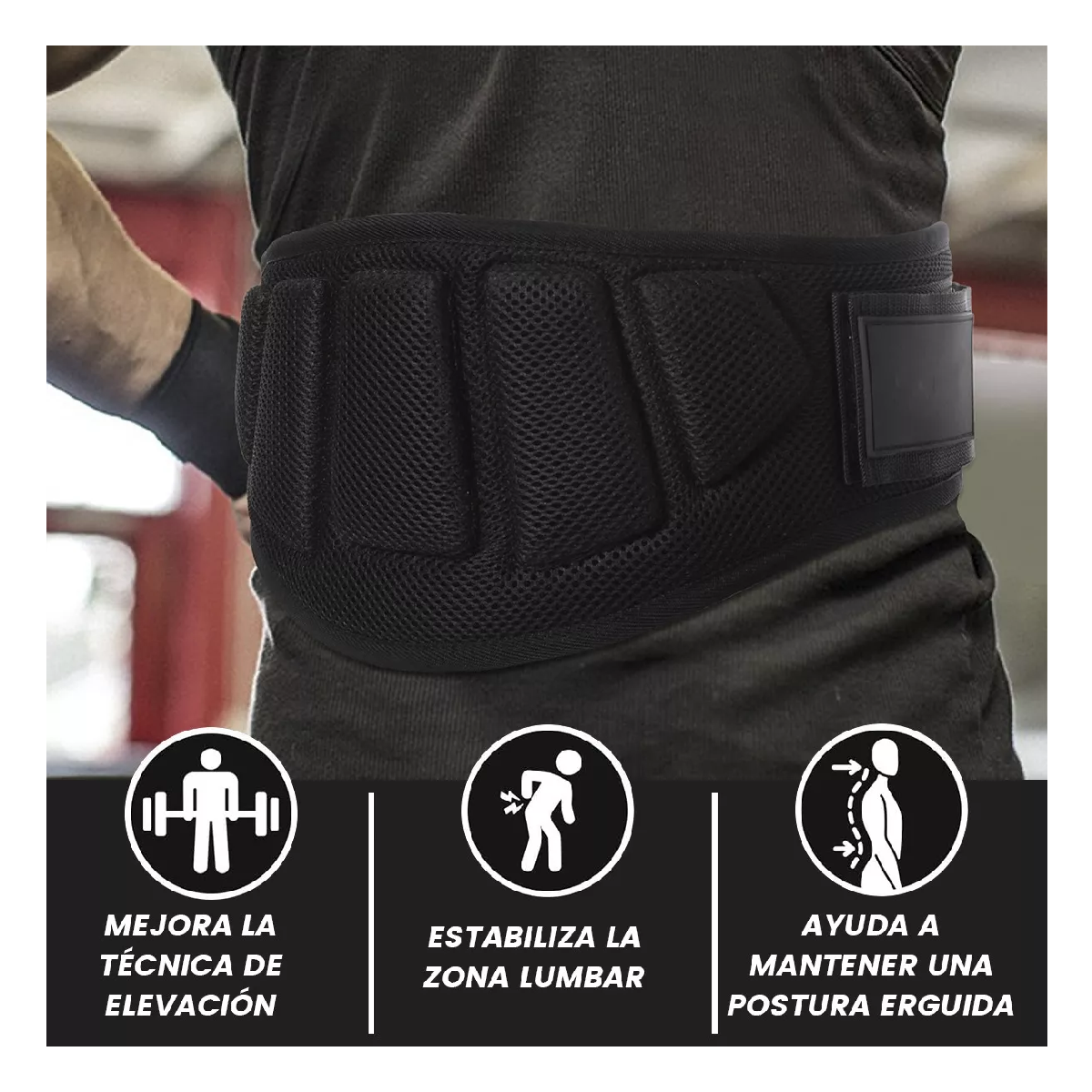 Foto 4 | Gym Lumbar Pesas Ejercicios Faja Crossfit Cinturón Y Guantes Talla S