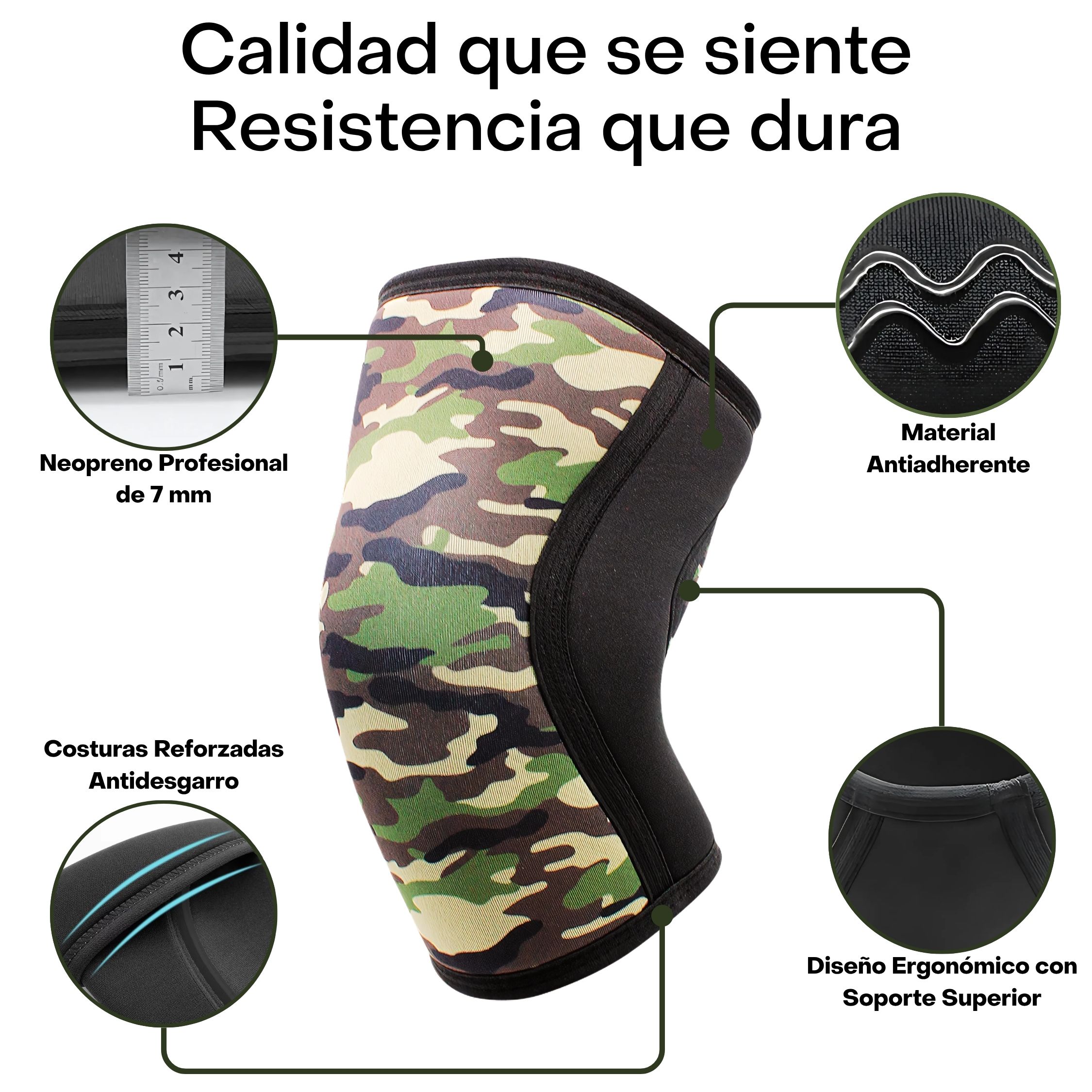 Foto 3 pulgar | Rodilleras Deportivas de Neopreno 7mm Talla L Unisex Color Camuflaje