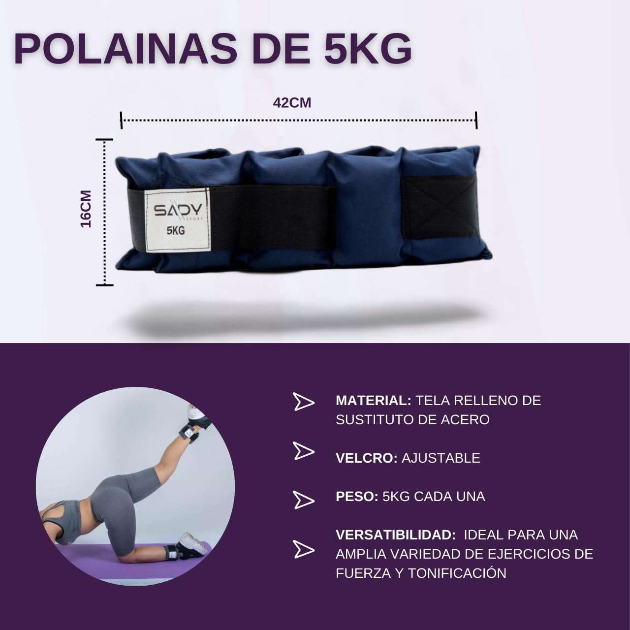 Foto 3 pulgar | Polainas Sady Sport de 5 kg C/U