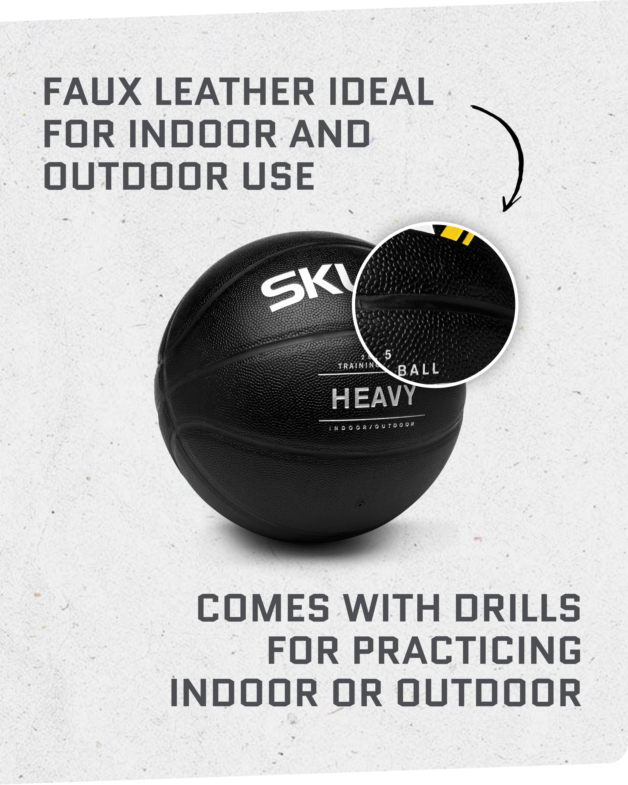 Foto 7 pulgar | Balón De Baloncesto De Entrenamiento Pesado Sklz De 3 Libras, Piel Sintética Negra - Venta Internacional.
