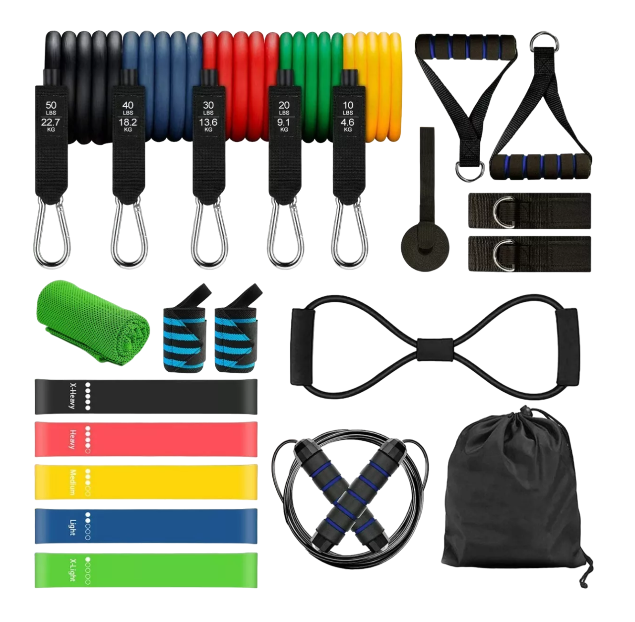 Kit de Banda de Resistencia BELUG Multicolor Ligas para Ejercicio 23 Piezas