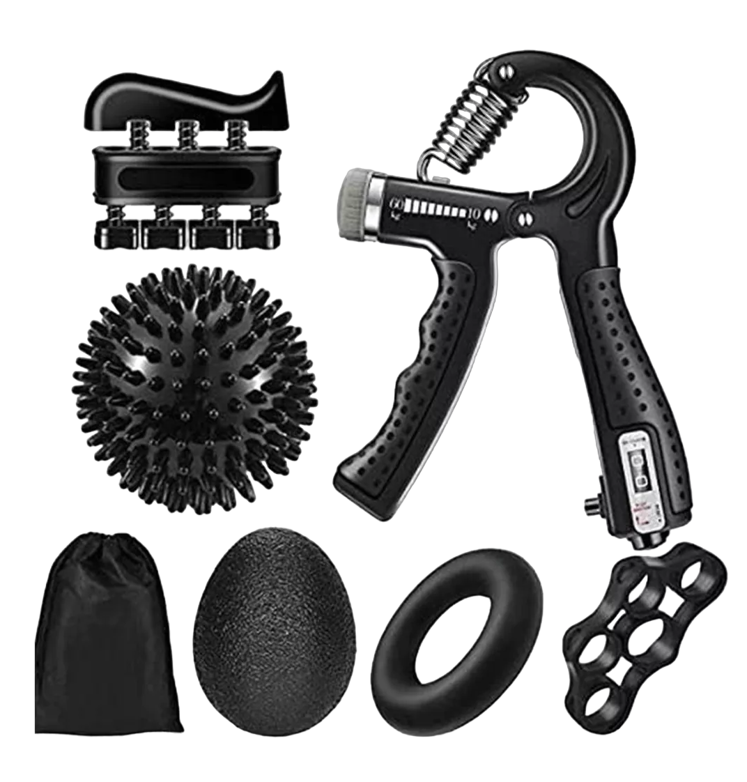 Ejercitador De Dedo Fortalecedor Resistencia Mano Grip 6 Pzs, Negro