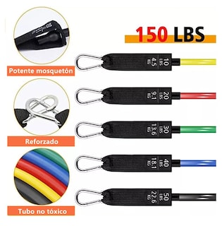 Foto 2 | Kit de Banda de Resistencia Ligas para Ejercicio 150 lbs 23 Pzs