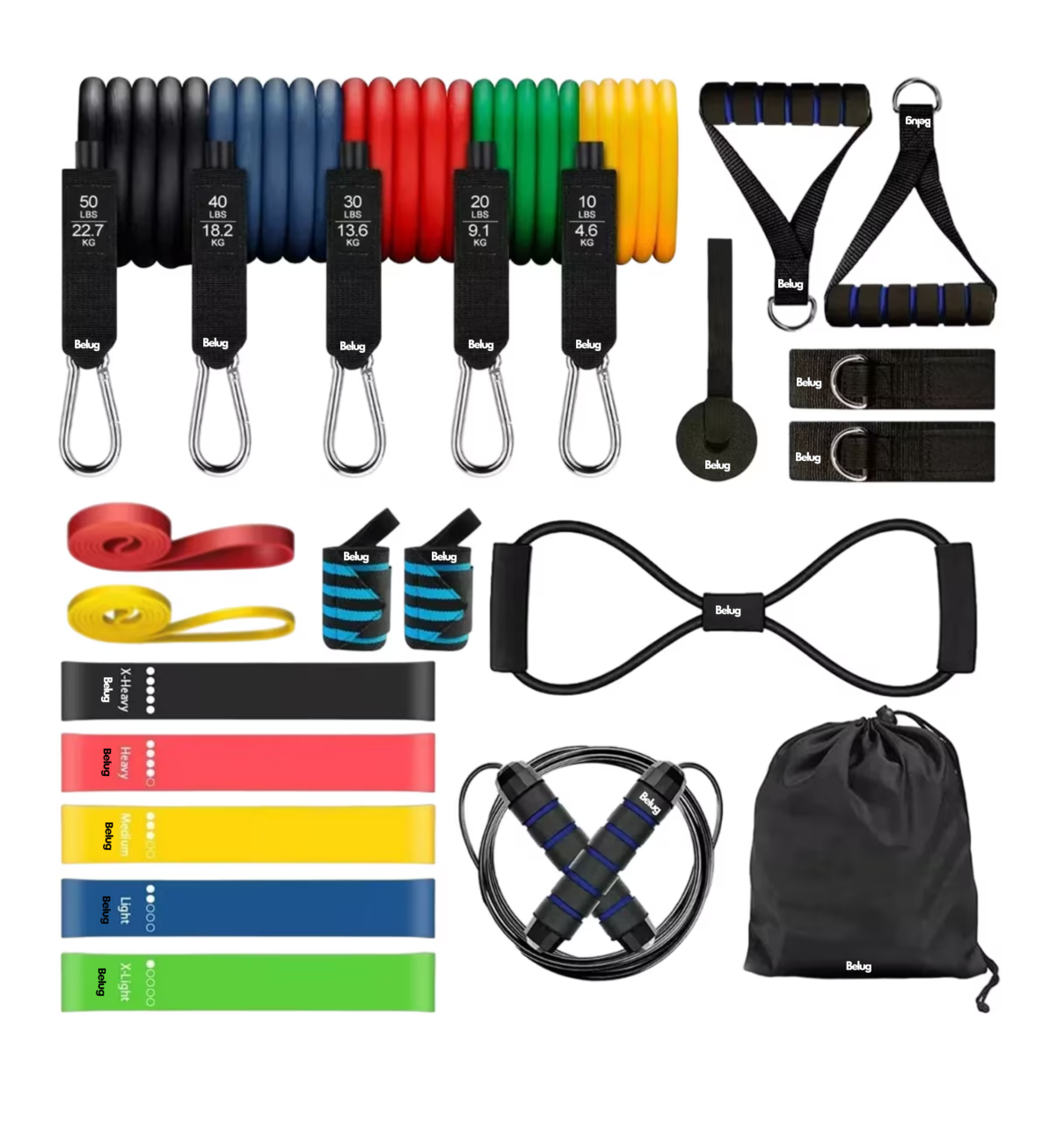 Foto 1 | Kit de Banda de Resistencia Ligas para Ejercicio 150lbs 23 piezas Belug