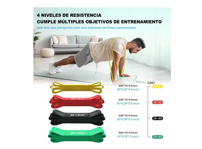 Foto 4 pulgar | Ligas de Resistencia Múltiple Xtellar 4 Bandas Elásticas
