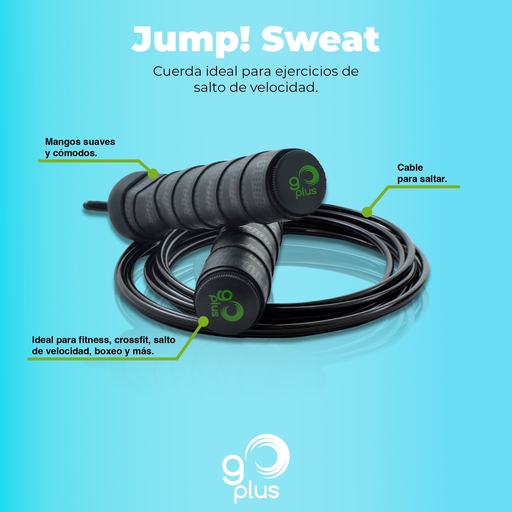 Foto 2 | Cuerda para saltar Jump! Sweat Go Plus color Negro