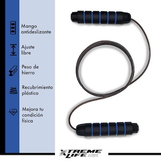 Foto 3 | Cuerda para Saltar Xtreme Life color Azul Crossfit Rápida con Peso Incorporado